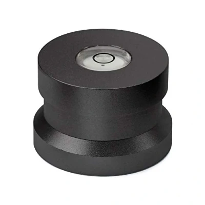 Image de Dynavox Single Puck ASP3 Adaptateur en Aluminium pour disques Simples de 45 mm, Niveau réglage intégré Le la Platine, Noir