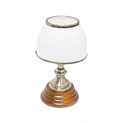 Image de Relaxdays 10018911 Luminaire Déco petite Lampe de Table Abat Jour en Verre Blanc Socle Bois Véritable HxlxP: 37 x 30 20,5 cm style ancien vintage
