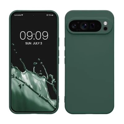 Image de kwmobile Housse Compatible avec Google Pixel 9 Pro XL Coque de téléphone en Silicone Protection Appareil Photo Vert Mousse