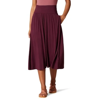 Image de Amazon Essentials Jupe mi Longue en Jersey Facile à Enfiler Femme, Bordeaux, XS