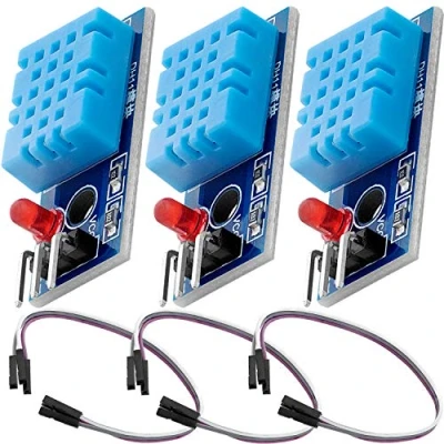 Image de AZDelivery 3 x DHT11 Capteur d&#039;Humidité et de Température avec Câble Compatible Arduino Raspberry Pi incluant Un E Book!