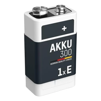 Image de ANSMANN Pile 6LR61 9V 300 mAh NiMH Rechargeable (1 PCE) Bloc Alimentation à Faible autodécharge et Haute capacité idéale pour détecteur de fumée, Jouets, radios, etc.