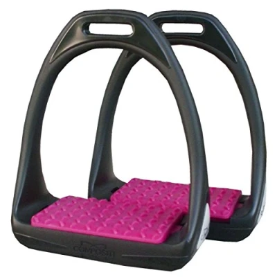 Image de Reitsport Étriers en plastique Amesbichler Compositi Reflex avec large surface de marche flexible Noir/framboise