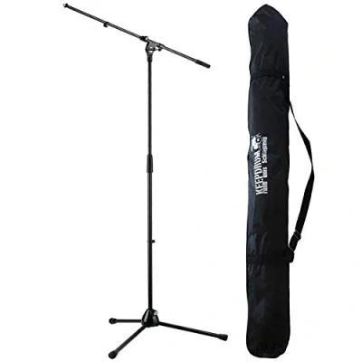 Image de K&amp;M Trépied de microphone 210/9 noir avec perche extensible + sac transport keepdrum