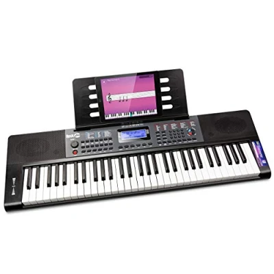 Image de RockJam Clavier de Piano 61 touches avec Pitch Bend, alimentation, support partition, autocollants pour notes et leçons Simply