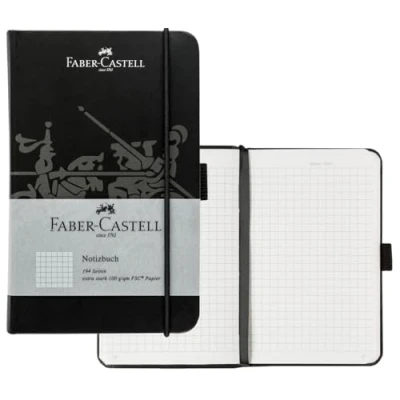 Image de Faber Castell 10065067 Carnet de notes DIN A6 noir, quadrillé, 100 g/m², 194 pages papier FSC Mix, 90 x 140 mm