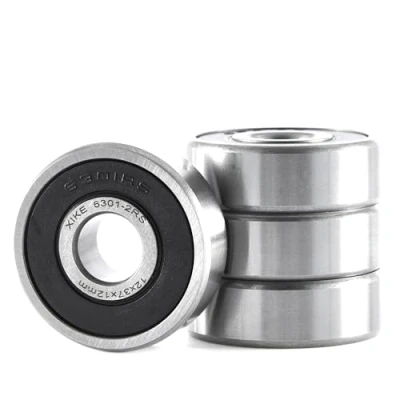 Image de XiKe Lot de 4 roulements à billes 6301 2RS 12 x 37 mm Prélubrifiés Acier chromé Double joint en caoutchouc Roulement rainuré 6301RS avec couvercles