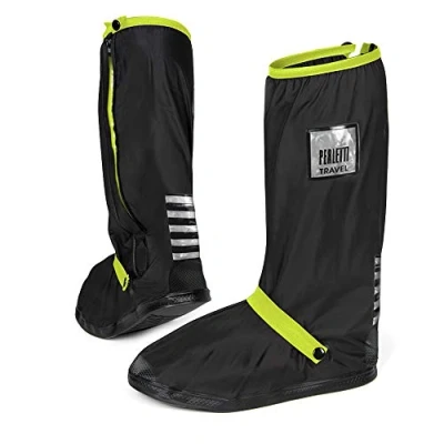 Image de PERLETTI Couvre Chaussures Noirs Imperméables Résistants Réutilisables Surchaussures Étanches Pluie Neige Boue Détails Réfléchissants Semelle Antidérapante Renforcée (S (36/39 EU), Vert Citron)