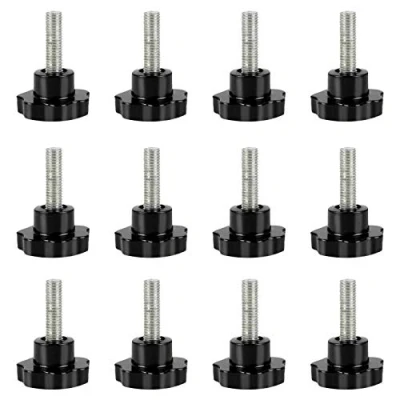 Image de Bouton de Serrage M6 x 40MM 12 Pièces Vis en Forme Étoile Tête Plastique à Oreilles Réglage pour Machine, Industrie, Équipement,Noir