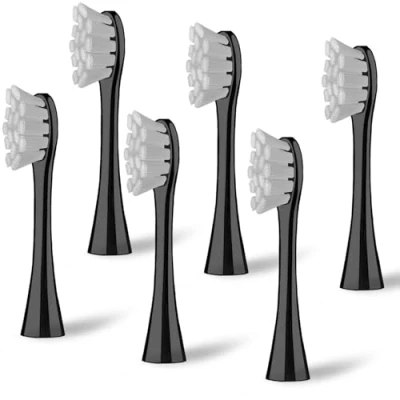 Image de 6 têtes de brosse compatibles avec la à dents électrique Oclean, brosses rechange adaptées Oclean One, Flow, X Pro, Pro Elite, Digital, X10, Ultra, Air2, F1, etc. (Noir)