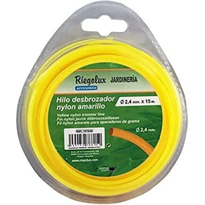 Image de RIEGOLUX 107636 Fil de débroussailleuse en Nylon Rond Jaune 2,4 mm x 15 m