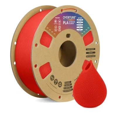 Image de OVERTURE PLA Filament 1.75mm, Bobine de 1kg(2,2lbs), Précision dimensionnelle +/ 0,02 mm (Rouge)