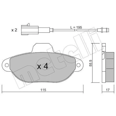 Image de METELLI Jeu de plaquettes frein contact signal d&#039;usure inclus 22 0159 3 FIAT: 500 portes, C Cabriolet, FORD: KA 3/5 portes