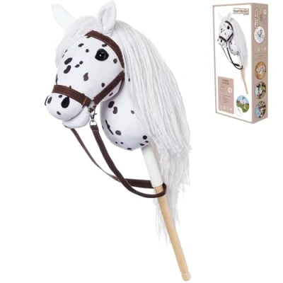 Image de HOPPIHORSE Sport Edition Hobby Horse, A3 Taille, Têtes de Cheval à Chevaucher avec Bride, Rênes, Sangle d&#039;Épaule, Queue, Poignée en Silicone dans Une Boîte Cadeau, Baton, Passe