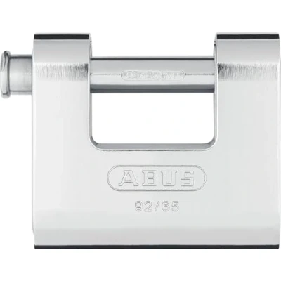 Image de ABUS Cadenas Monobloc 92/65 en laiton avec gaine acier pour automates, grilles à enroulement, etc. goujon épais niveau de sécurité 7 argent