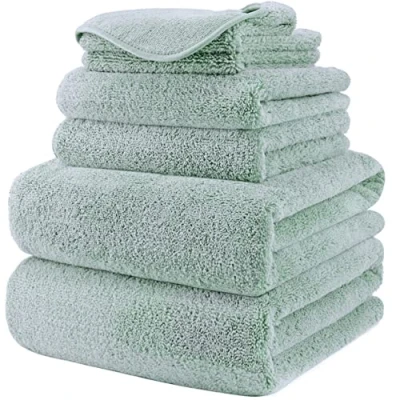 Image de Polyte 6 Serviettes de Bain en Microfibres sèche Rapidement/ne Peluche Pas Vert Clair