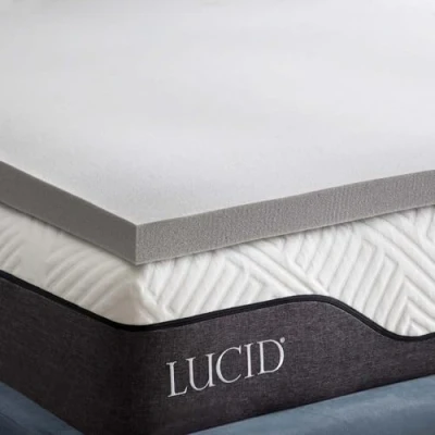 Image de LUCID Surmatelas de 5 cm en Mousse à mémoire Forme au Charbon Bambou 90 x 190 cm, Gris