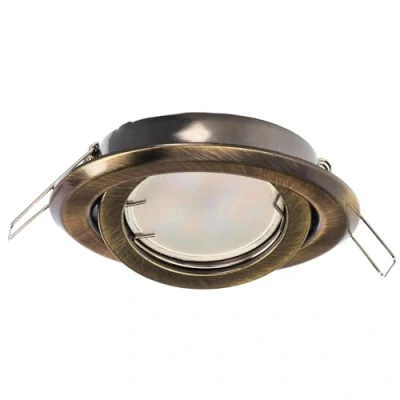Image de EDO DAIRA BRASS Luminaire encastré rond en cuivre, Spot orientable, plafonnier LED, Éclairage de plafond adapté aux LED halogènes, EDO777302