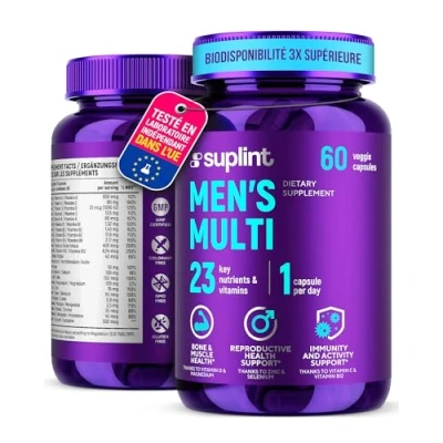 Image de Supplément Multivitaminique pour Hommes Complexe Complet avec Vitamine A C D E B12 Zinc &amp; Plus Suppléments la Force des Os muscles, Reproduction, l&#039;Activité l&#039;Immunité 60 Gélules