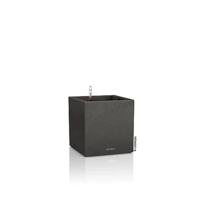 Image de Lechuza Pot de Fleurs d’Extérieur et d&#039;Intérieur Stone Canto Réserve d&#039;Eau Intégrée Coloris Noir Graphite 30 x cm