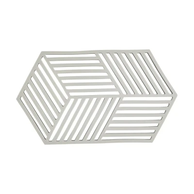 Image de Zone Denmark Dessous De Plat Hexagon en Silicone Design GéoméTrique Moderne Résistant À 250C Lave Vaisselle Dimensions 24 x 14 0,9 cm Gris Chaud
