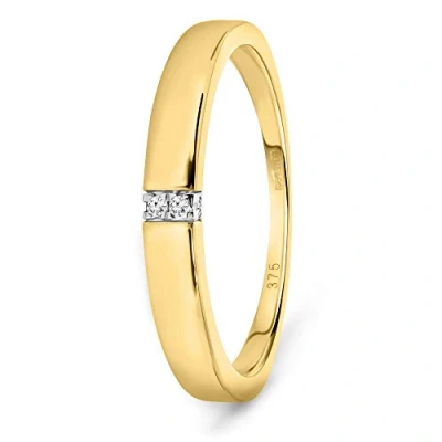 Image de Miore Bijoux pour Femmes Bague de Fiançailles avec 4 Diamants 0.02 Ct en Or Jaune 9 Carats / 375