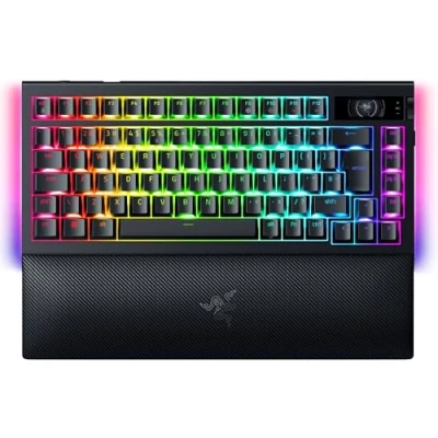 Image de Razer BlackWidow V4 Pro 75% Clavier Gaming sans Fil et remplaçable à Chaud écran OLED (molette de Commande, connectivité 4K Hz &amp; Bluetooth, Repose Paume magnétique) US ISO Noir