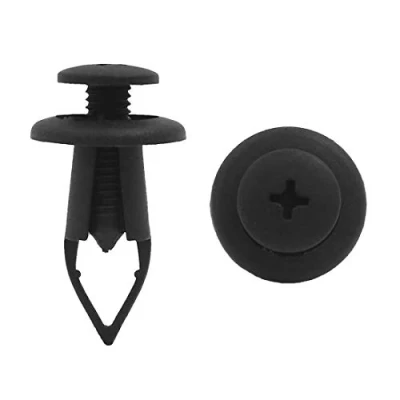 Image de sourcing map 50 Pcs Rivet en Plastique Type Poussoir vis Extension Agrafe Fixation 9mm Noir pour Voiture