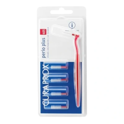 Image de Curaprox brossettes interdentaires CPS 405 perio plus, set de 5 taille 1,3 mm et un support UHS 451, nettoyant dentaire pour la prophylaxie parodontite