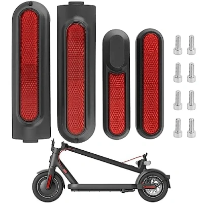 Image de Yungeln Kit Cache Roue avec Sticker pour xiaomi 4 Pro, enjoliveurs de Autocollants réfléchissants Trottinette électronique Remplacement Couvercle latéral réfléchissant