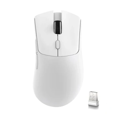 Image de MAMBASNAKE x Attack Shark R1 59 g Souris de Jeu sans Fil légère tri Mode, connectivité 2,4 GHz/Bluetooth/Filaire, 5 Boutons programmables, 6 DPI réglables jusqu&#039;à 18 000, PixArt PAW3311 Blanc