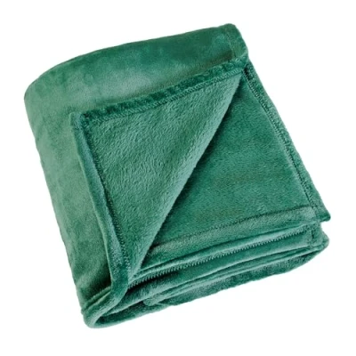Image de LINDER Plaid rectangulaire Doux et cocooning Coloris Vert Emeraude 100% Polyester Dimensions 130x180cm Collection Cocoon