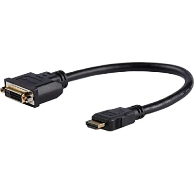 Image de StarTech.com Adaptateur HDMI vers DVI, Câble Displayport, Convertisseur Mobile avec Connecteur Mâle et DVI Femelle, de Connexion au Format Dongle, 20cm (HDDVIMF8IN)