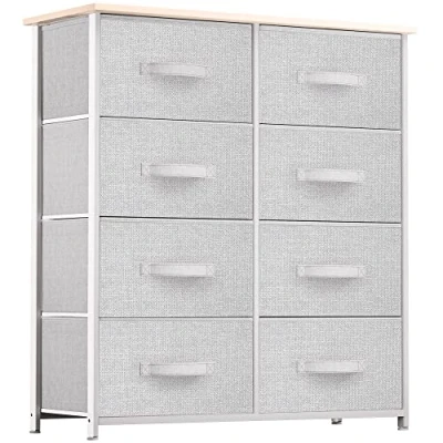 Image de YITAHOME Commode, 8 Tiroirs en Tissu Commode Chambre Meuble de Rangement, Cadre Métal,pour à Coucher, Salon,Gris Clair
