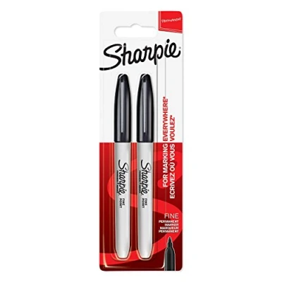 Image de Sharpie 2024303 Lot de 2 Marqueurs permanent pointe fine encre Noir