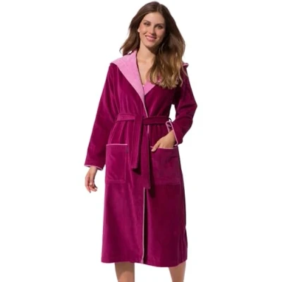 Image de Morgenstern robe de chambre femme avec capuche Taille 50/52 (Extra Large/XL) 100% coton Couleur Rose Foncé