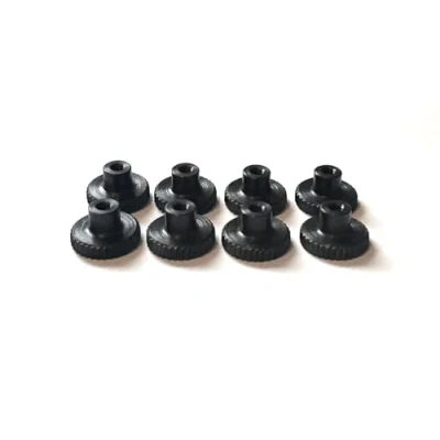 Image de PrecisionGeek Écrous moletés/adaptateur d&#039;écrou de verrouillage roue moletée plat acier oxydé M3 x 7 mm, diamètre 12 mm DIN 466 épaule (lot 8)
