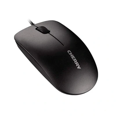 Image de CHERRY MC 1000, Souris de bureau filaire, Capteur optique (1.200 dpi), 3 boutons, Design symétrique pour droitiers et gauchers, Certification GS, Noir