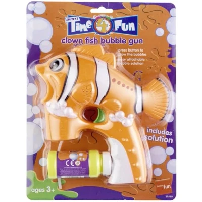 Image de Smiffys Pistolet à bulles poisson clown, orange, avec solution