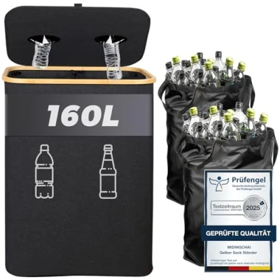 Image de MIDINGCHAI 160L Poubelle Tri Selectif 2 Bacs, de avec Aacs Amovibles, cuisine XXL, Bac Idéale pour la