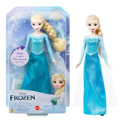 Image de Mattel Disney La Reine des Neiges Elsa Poupée Chantante, avec sa Tenue emblématique, Chante Chanson « Libérée, délivrée » Issue du Film d’Animation », JDX48