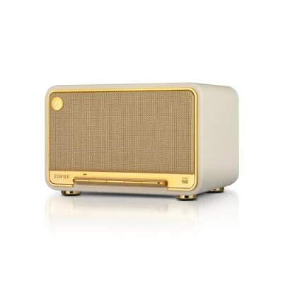 Image de Edifier D32 Enceinte Sans Fil de Table, Audio HR, LDAC, ALAC, 60W (RMS), Arch. Acoust. 2.1, 11 h d&#039;Autonomie, Contrôle via App, Bluetooth 5.3, AirPlay2, Entr. USB C et AUX, Blanc