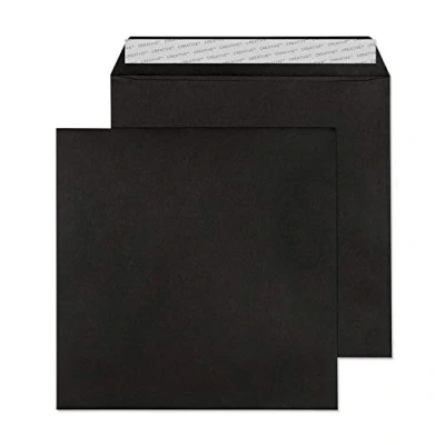 Image de Blake Creative Colour 160 x mm 120 g/m² Enveloppes Carrées Bande Adhésive (614) Noir de Jais Boîte 500