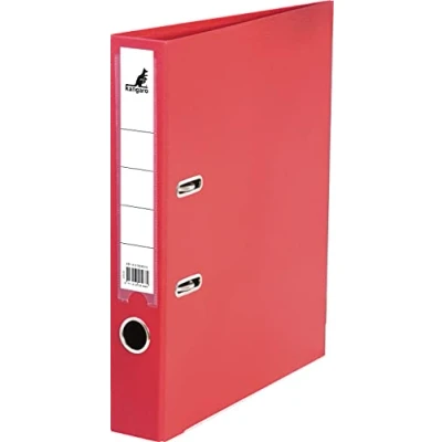 Image de Kangaro classeur en plastique polypropylène Dos de 5 cm Format A4 Couleur : rouge (classeur à anneaux, levier, porte lettres)
