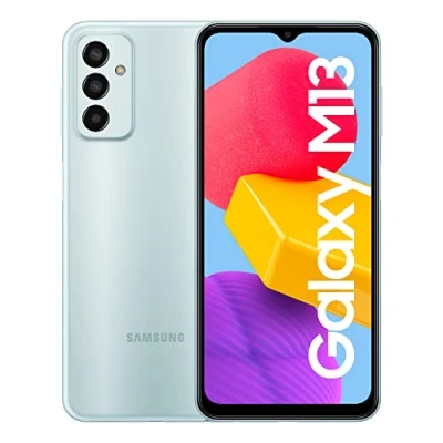 Image de SAMSUNG Galaxy M13, Téléphone Portable Android sans Carte SIM, Smartphone, 4 Go de RAM, 64 Stockage, Bleu Clair Version FR