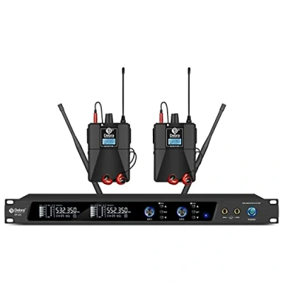 Image de D Debra Audio Pro ER 202 UHF Dual Channel Système de Moniteur Intra auriculaire sans Fil avec émetteur et récepteur pour scène, Studio d&#039;enregistrement, Surveillance (2 Bodypack with Transmitter)