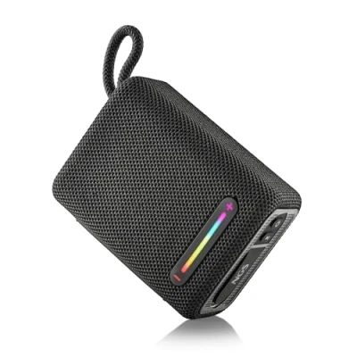 Image de NGS Roller Furia 1 Black Enceinte Portable Compatible avec la Technologie Bluetooth, Lumières RGB, Étanchéité IPX6, 15 W, True Wireless, USB, Autonomie de Batterie 9 Heures, Noir