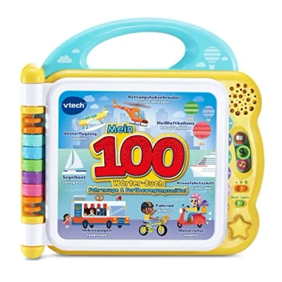Image de VTech Livre de 100 Mots « Baby » : véhicules et Moyens Transport d&#039;images interactif avec Plus sur 12 Pages bilinguales (Allemand Anglais) pour Enfants 2 à 5 Ans