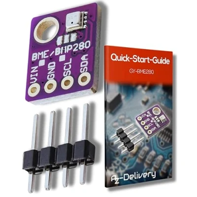 Image de AZDelivery BME280 Barometric Temperature Humidity Air Pressure Sensor Module Compatible avec Arduino et Raspberry Pi incluant Un eBook!