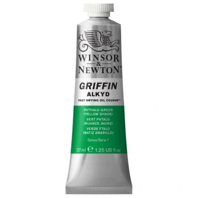 Image de Winsor &amp; Newton Griffin Alkyd Huile Tube 37ml 521 Vert de Phtalocyanine, nuance Jaune